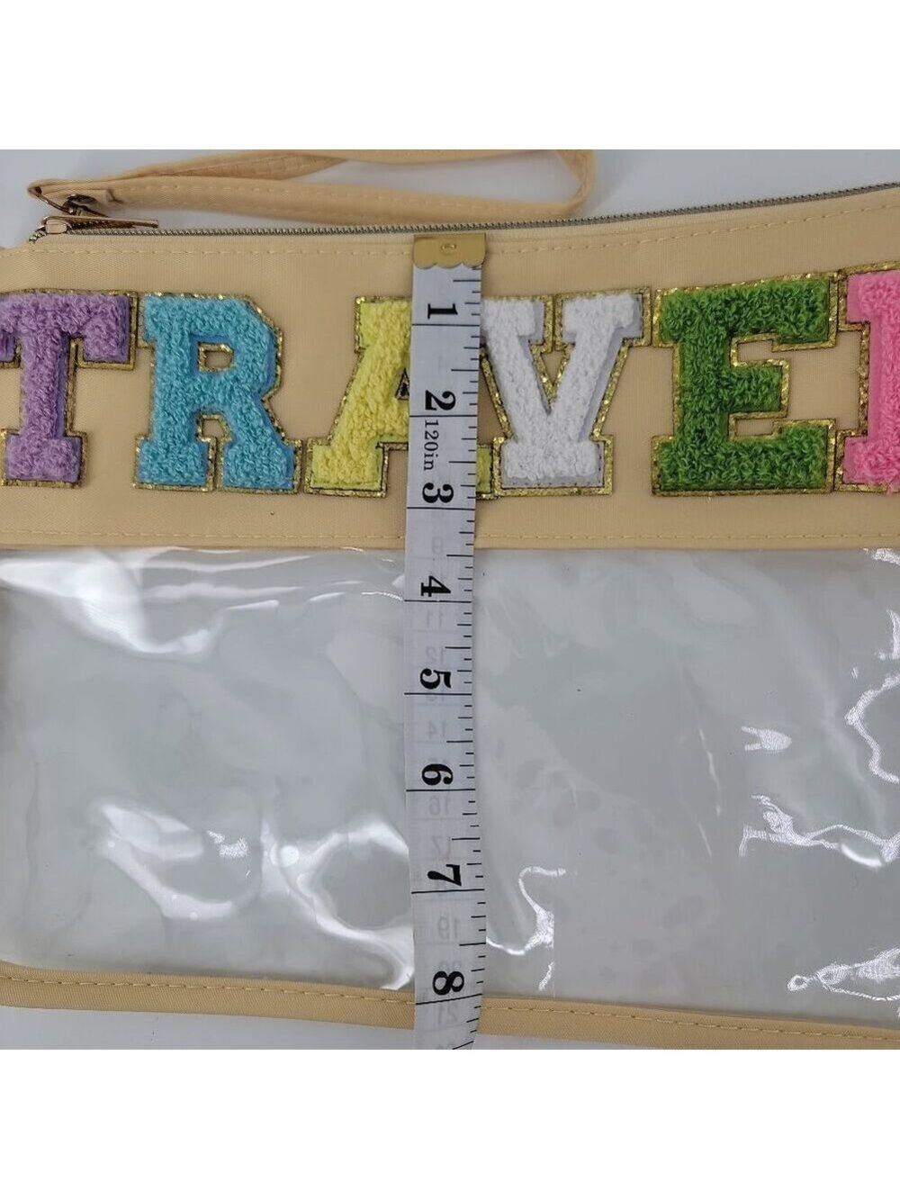 Clear Travel Pouch Colorful Lettering Wristlet - Picture 4 of 5